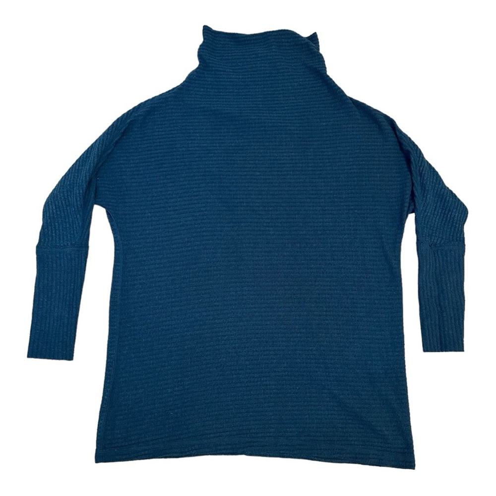 Free People We The Free Teal Cowl Neck Thermal Waffle-Knit Tunic Sweater Teal XS - Picture 8 of 13